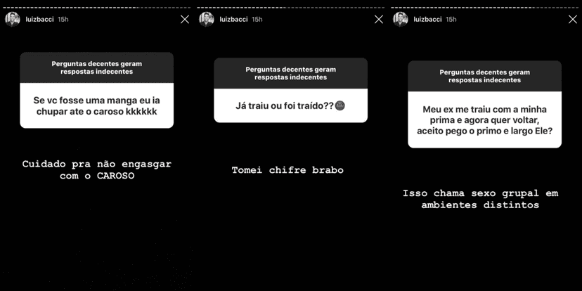 Luiz Bacci responde perguntas no Instagram Stories (Foto: Montagem) Luiz Bacci responde perguntas no Instagram Stories (Foto: Montagem)