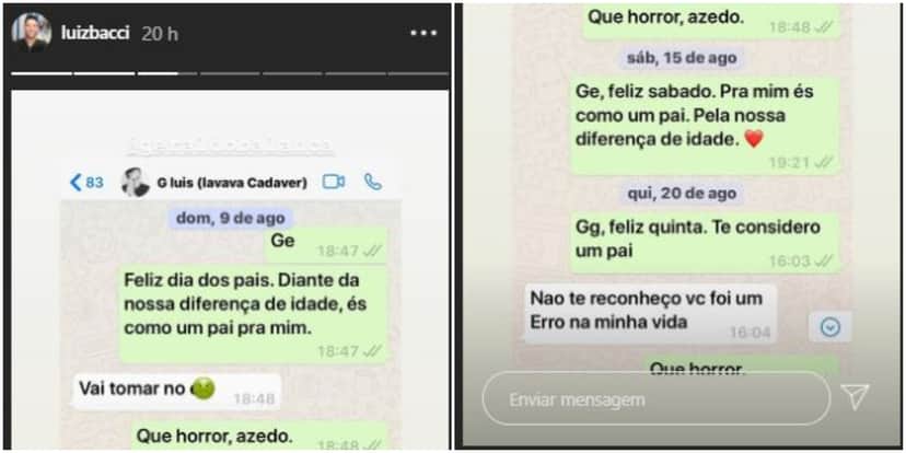 Geraldo Luís e Luiz Bacci protagonizam mensagens icônicas nas redes (Foto: Instagram) Geraldo Luís e Luiz Bacci protagonizam mensagens icônicas nas redes (Foto: Instagram)