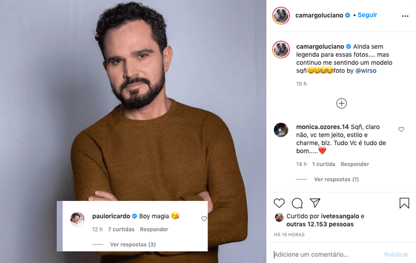 Cantor recebe mensagem de famoso com 'cantada' (Foto: Montagem) Cantor recebe mensagem de famoso com 'cantada' (Foto: Montagem)