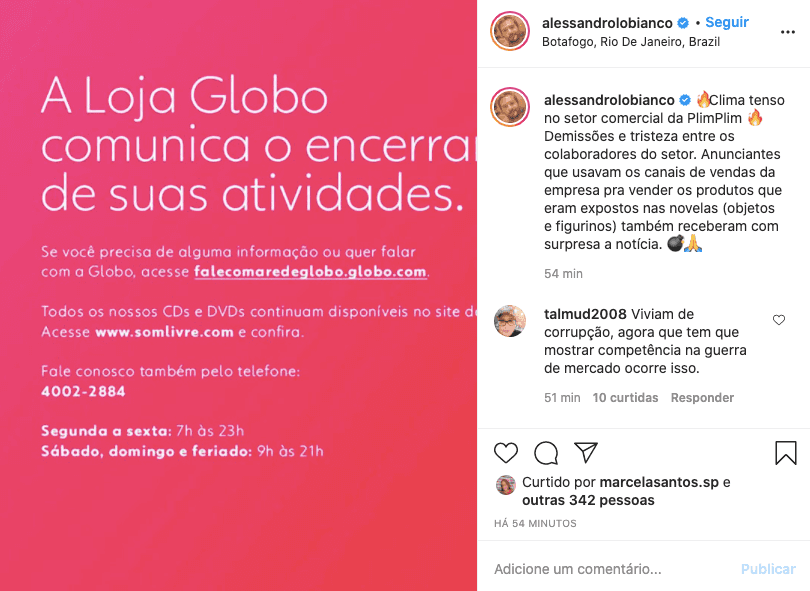 Alessandro Lo Bianco falou sobre a falência da Globo (Foto: reprodução) Alessandro Lo Bianco falou sobre a falência da Globo (Foto: reprodução)