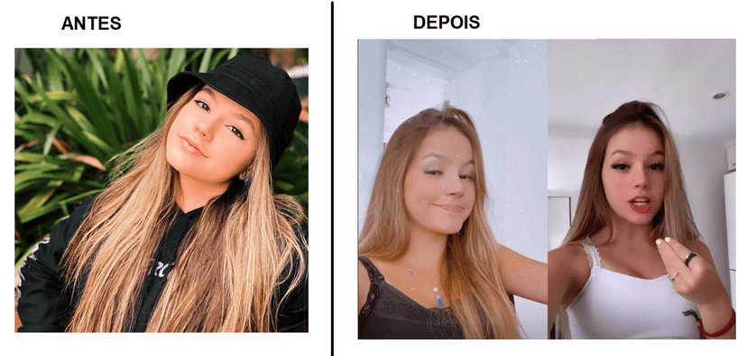 Antes e depois da atriz (Foto: Reprodução) Antes e depois da atriz (Foto: Reprodução)