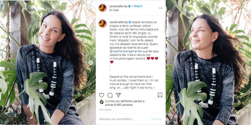 Carolina Ferraz cortará o cabelo após interpretar personagem em websérie (Foto: Reprodução/Instagram) Carolina Ferraz cortará o cabelo após interpretar personagem em websérie (Foto: Reprodução/Instagram)