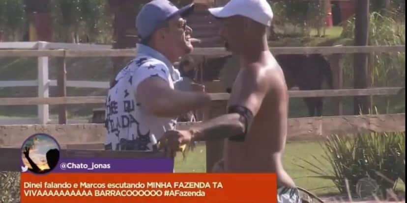 Dinei protagonizou brigas com Marcos Harter em A Fazenda. (Foto: Reprodução) Dinei protagonizou brigas com Marcos Harter em A Fazenda. (Foto: Reprodução)