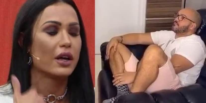 Gracyanne Barbosa é muito brincalhona com Belo (Foto: Reprodução/Band/Instagram) Gracyanne Barbosa é muito brincalhona com Belo (Foto: Reprodução/Band/Instagram)