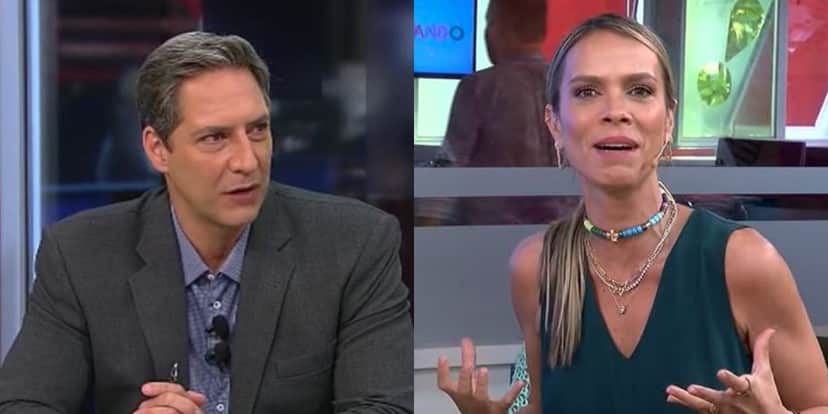 Luís Ernesto Lacombe e Lígia Mendes no "Opinião no Ar" e no "Tricotando" de hoje (Foto: Reprodução/RedeTV!) Luís Ernesto Lacombe e Lígia Mendes no "Opinião no Ar" e no "Tricotando" de hoje (Foto: Reprodução/RedeTV!)
