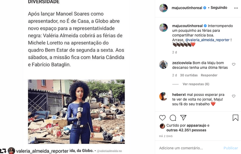 Maju Coutinho abriu o coração (Foto: reprodução/Globo) Maju Coutinho abriu o coração (Foto: reprodução/Globo)