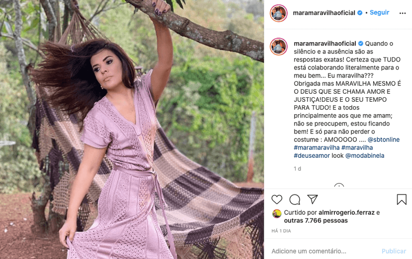Mara Maravilha publicou um texto enigmático (Foto: reprodução/Instagram) Mara Maravilha publicou um texto enigmático (Foto: reprodução/Instagram)