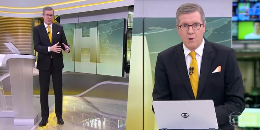 Márcio Gomes no comando do 'Jornal Hoje' (Foto: reprodução/Globo) Márcio Gomes no comando do 'Jornal Hoje' (Foto: reprodução/Globo)