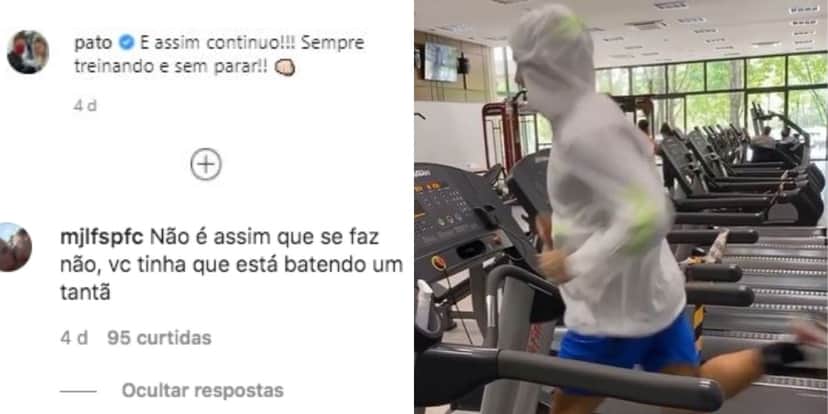 Pato recebeu diversos comentários em vídeo correndo na esteira (Foto: Reprodução/Instagram) Pato recebeu diversos comentários em vídeo correndo na esteira (Foto: Reprodução/Instagram)