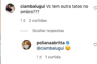 Poliana Abritta falou sobre sua tatuagem (Foto: reprodução) Poliana Abritta falou sobre sua tatuagem (Foto: reprodução)