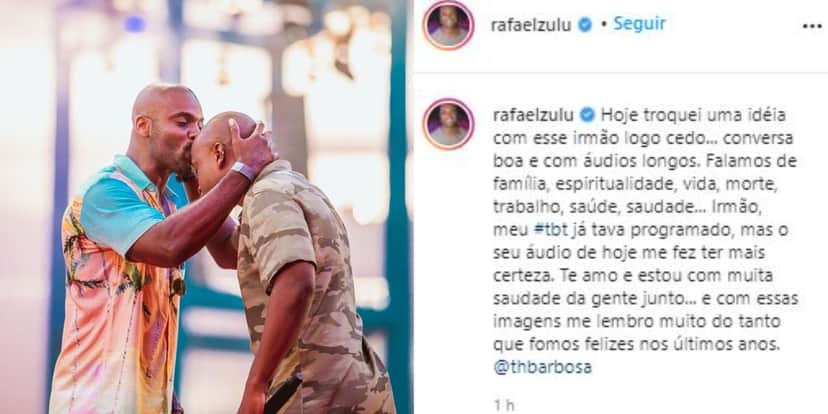 Rafael Zulu se declarou a Thiaguinho (Foto: Reprodução/Instagram) Rafael Zulu se declarou a Thiaguinho (Foto: Reprodução/Instagram)