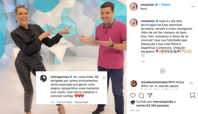 Renata Fan se declarou para um colega de trabalho (Foto: reprodução/Instagram) Renata Fan se declarou para um colega de trabalho (Foto: reprodução/Instagram)