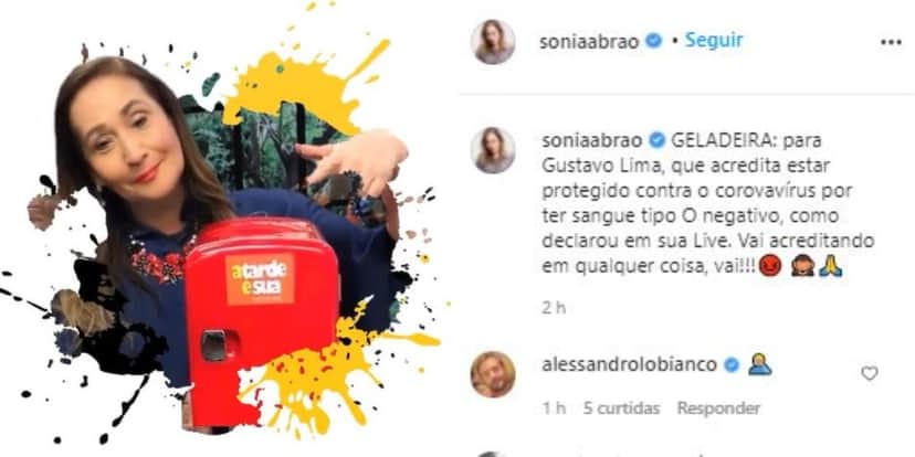 Sonia Abrão mandou Gusttavo Lima para a geladeira (Foto: Reprodução/Instagram) Sonia Abrão mandou Gusttavo Lima para a geladeira (Foto: Reprodução/Instagram)