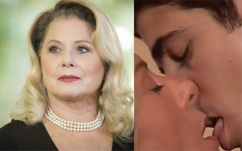 Vera Fischer e beijo de Helena e Edu em Laços de Família (Foto: Divulgação) Vera Fischer e beijo de Helena e Edu em Laços de Família (Foto: Divulgação)