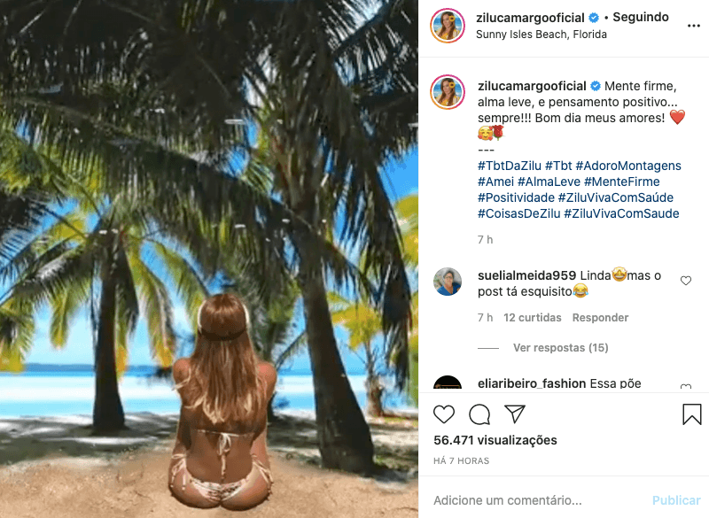 Zilu em um novo clique (Foto: reprodução/Instagram) Zilu em um novo clique (Foto: reprodução/Instagram)