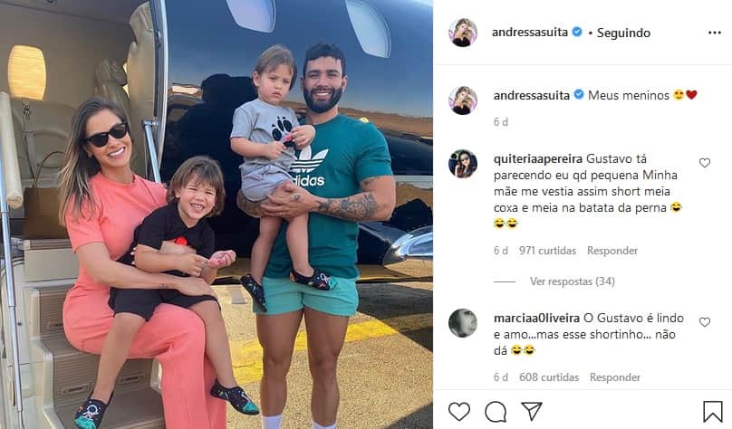 última publicação de Andressa Suita com Gusttavo Lima (Foto: Reprodução) última publicação de Andressa Suita com Gusttavo Lima (Foto: Reprodução)