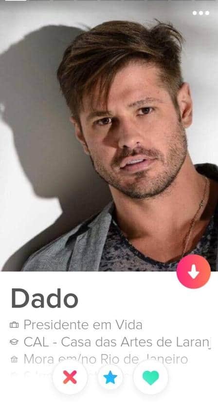 Perfil de Dado Dolabella no Tinder (Foto: Reprodução) Perfil de Dado Dolabella no Tinder (Foto: Reprodução)