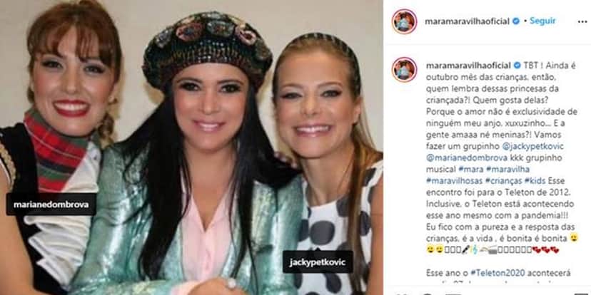 Mara Maravilha ao lado de Jackeline Petkovic e Mariane Dombrova (Foto: Reprodução) Mara Maravilha ao lado de Jackeline Petkovic e Mariane Dombrova (Foto: Reprodução)
