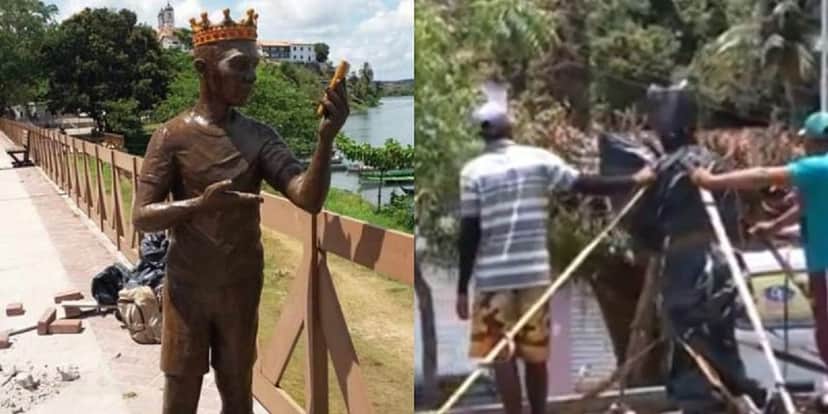 Moradores pedem a remoção da estátua de Carlinhos Maia (Foto: Reprodução) Moradores pedem a remoção da estátua de Carlinhos Maia (Foto: Reprodução)