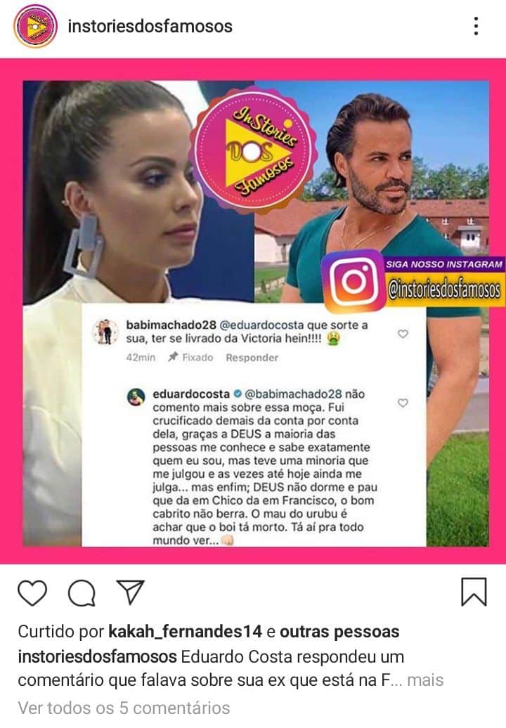 Eduardo Costa deixou um recado para Victória Villarim (Foto: Reprodução/ Instagram) Eduardo Costa deixou um recado para Victória Villarim (Foto: Reprodução/ Instagram)