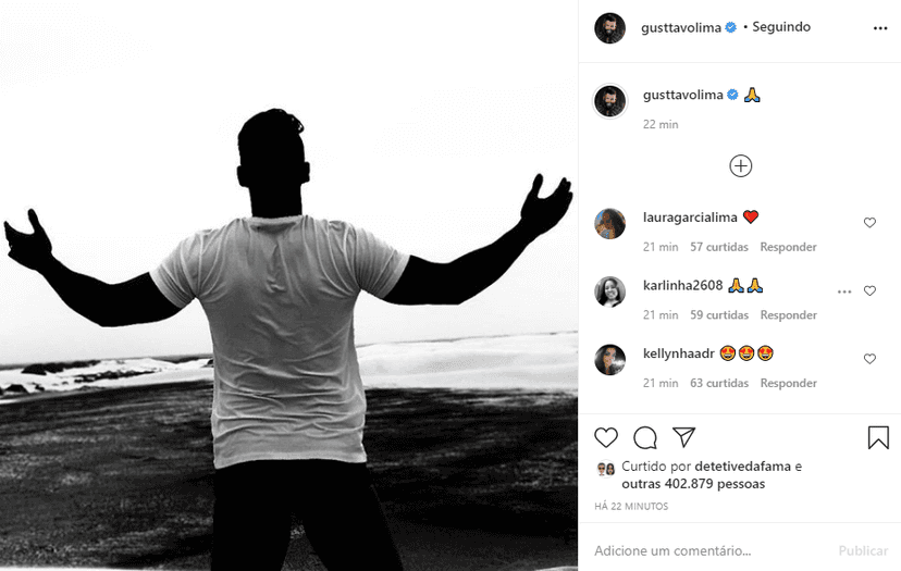 Gusttavo Lima postou foto enigmática e detalhe na mão esquerda chamou atenção (Foto: Reprodução/ Instagram) Gusttavo Lima postou foto enigmática e detalhe na mão esquerda chamou atenção (Foto: Reprodução/ Instagram)