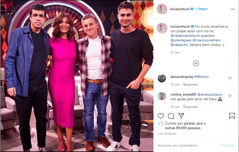 Luciano Huck tem foto com Marcius Melhem e público faz piada do apresentador da Globo (Foto: Reprodução) Luciano Huck tem foto com Marcius Melhem e público faz piada do apresentador da Globo (Foto: Reprodução)