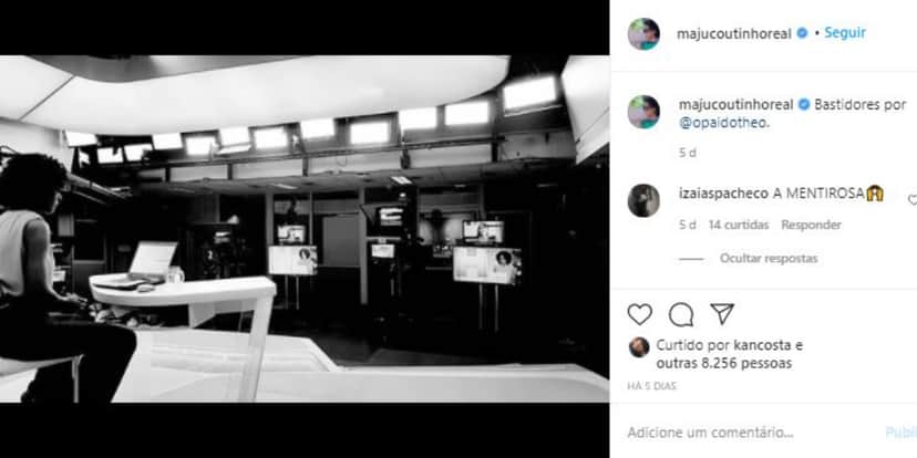 Maju Coutinho publicou registro nos bastidores da Globo e foi ofendida (Foto: Reprodução/Instagram) Maju Coutinho publicou registro nos bastidores da Globo e foi ofendida (Foto: Reprodução/Instagram)
