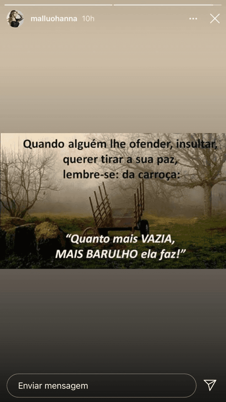 Mallu Ohanna via stories (Foto: reprodução/Instagram) Mallu Ohanna via stories (Foto: reprodução/Instagram)