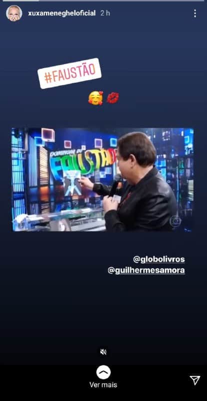 Xuxa Meneghel teve seu novo livro divulgado por Faustão na Globo (Foto: Reprodução/ Instagram) Xuxa Meneghel teve seu novo livro divulgado por Faustão na Globo (Foto: Reprodução/ Instagram)