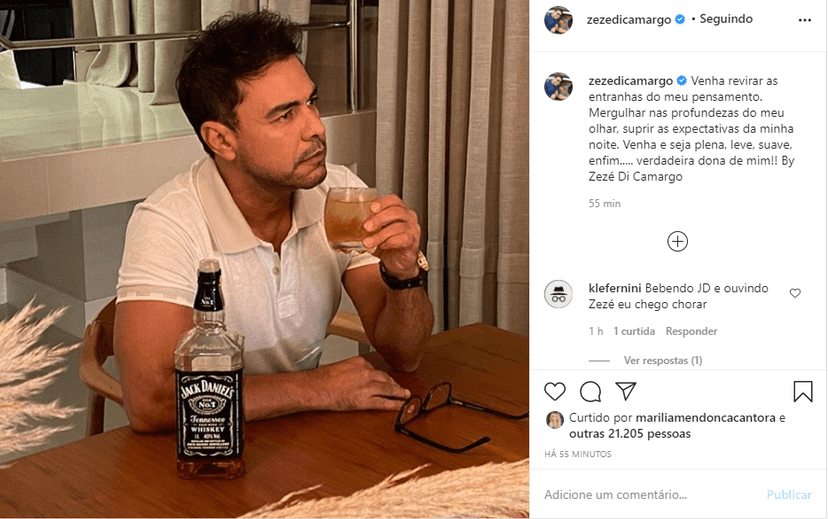 Zezé Di Camargo faz pose nas redes sociais e chama a atenção com poesia (Foto: Reprodução) Zezé Di Camargo faz pose nas redes sociais e chama a atenção com poesia (Foto: Reprodução)