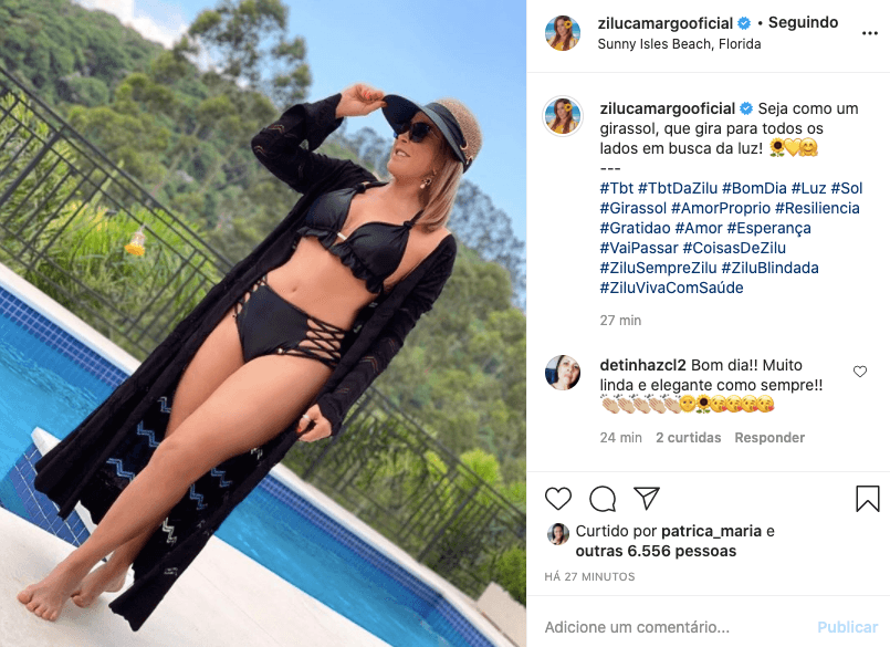 Zilu publicou um foto ousada apenas de biquíni (Foto: reprodução/Instagram) Zilu publicou um foto ousada apenas de biquíni (Foto: reprodução/Instagram)