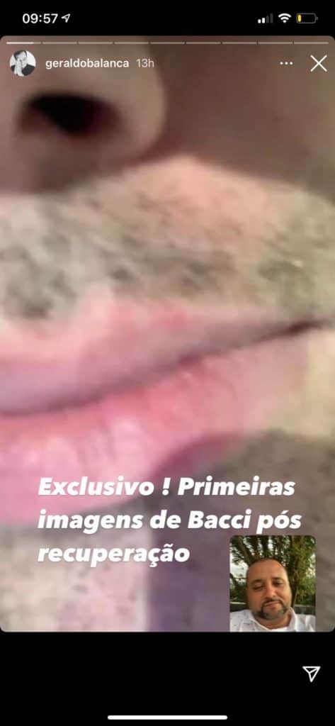 Geraldo mostrou o novo bigode de Bacci (Foto: Reprodução/Instagram) Geraldo mostrou o novo bigode de Bacci (Foto: Reprodução/Instagram)