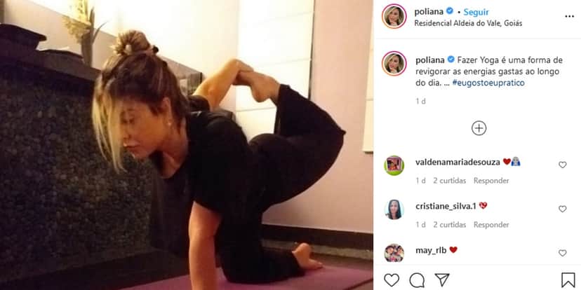 Poliana Rocha compartilhou foto com os seus seguidores praticando Yoga (Foto: Reprodução)