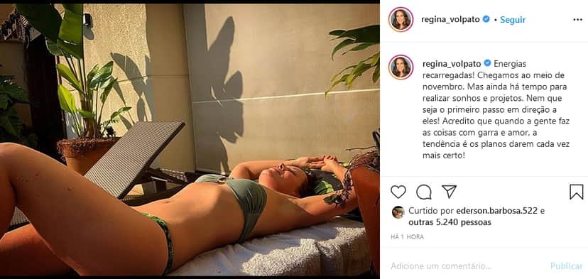 Regina Volpato levou os seguidores à loucura com ousado clique (Foto: Reprodução) Regina Volpato levou os seguidores à loucura com ousado clique (Foto: Reprodução)
