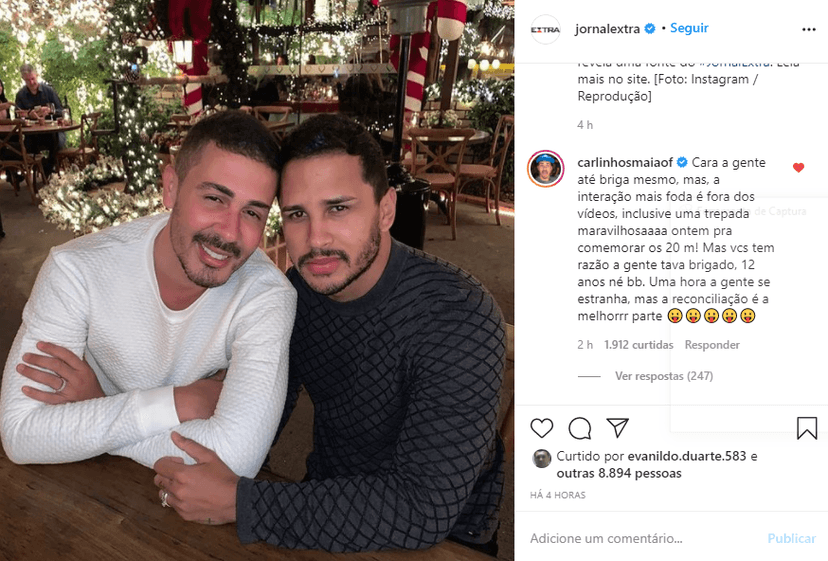 Carlinhos Maia confirmou a crise em seu casamento com Lucas Guimarães (Foto: Reprodução/ Instagram) Carlinhos Maia confirmou a crise em seu casamento com Lucas Guimarães (Foto: Reprodução/ Instagram)