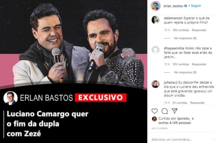 Luciano é atacado por internautas (Reprodução) Luciano é atacado por internautas (Reprodução)