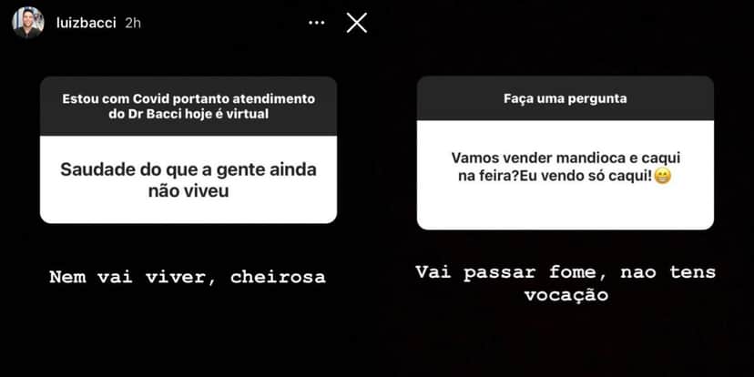 Luiz Bacci brincou com internautas (Foto: Reprodução/Instagram) Luiz Bacci brincou com internautas (Foto: Reprodução/Instagram)