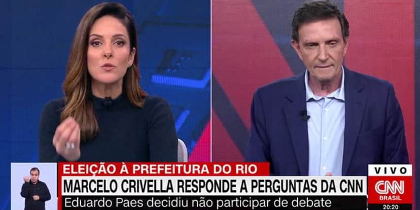 Crivella massacra TV Globo durante entrevista com Monalisa Perrone na CNN (Foto: Reprodução) Crivella massacra TV Globo durante entrevista com Monalisa Perrone na CNN (Foto: Reprodução)