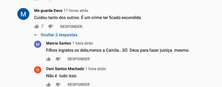 Comentários na publicação de Zilu Godói (Foto: Reprodução / Youtube) Comentários na publicação de Zilu Godói (Foto: Reprodução / Youtube)