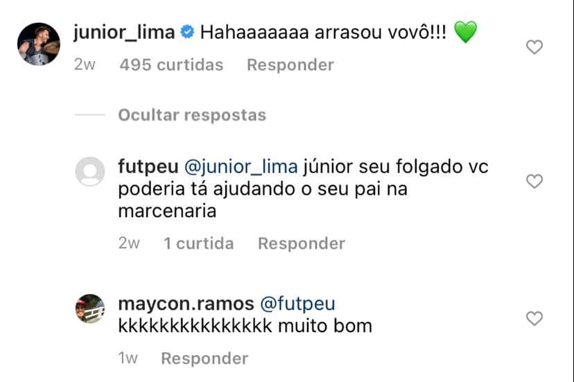 Junior é criticado por internauta em publicação do Xororó e cantores se calam (Reprodução: Instagram)