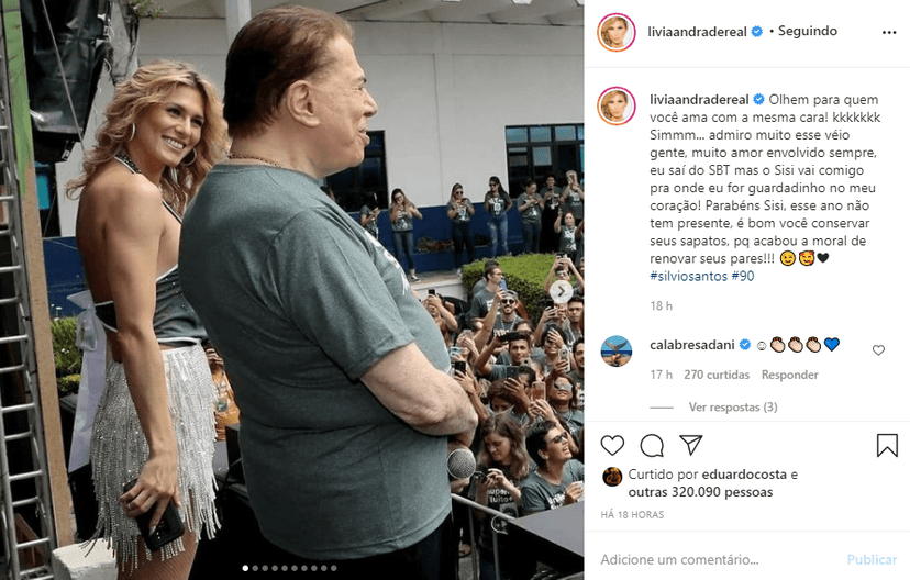 Livia Andrade fez textão para homenagear Silvio Santos (Foto: Reprodução/ Instagram) Livia Andrade fez textão para homenagear Silvio Santos (Foto: Reprodução/ Instagram)
