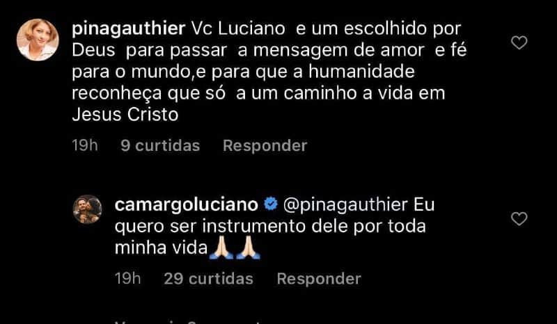 Luciano respondeu mulher que falou de sua religião Luciano respondeu mulher que falou de sua religião