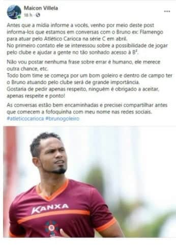 Goleiro Bruno negocia com clube carioca Goleiro Bruno negocia com clube carioca