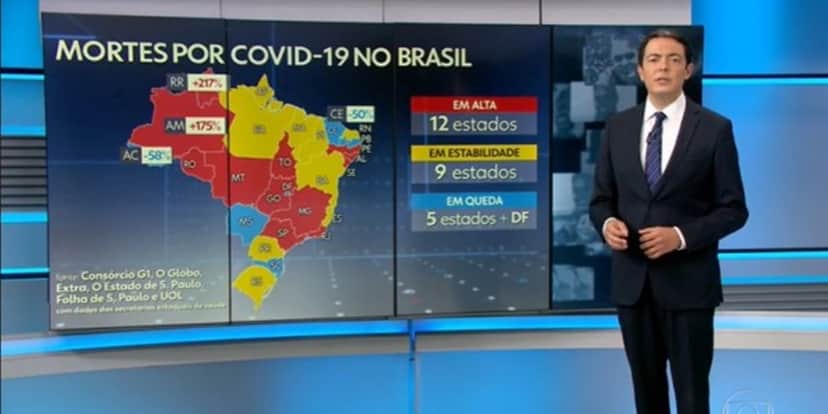 Mapa da atual situação do Brasil em relação a covid-19 (Foto: Reprodução) Mapa da atual situação do Brasil em relação a covid-19 (Foto: Reprodução)