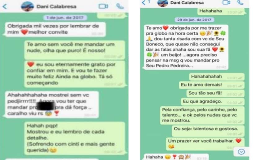 Trocas de mensagens entre Dani Calabresa e Marcius Melhem (Foto: Montagem) Trocas de mensagens entre Dani Calabresa e Marcius Melhem (Foto: Montagem)
