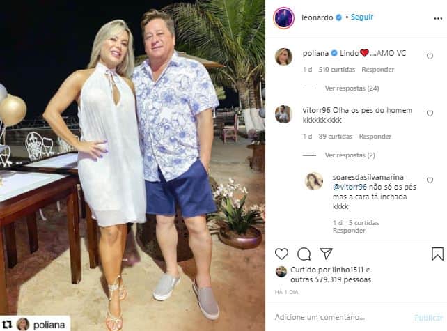 Público se surpreendeu com pés de Leonardo (Foto: Reprodução/Instagram) Público se surpreendeu com pés de Leonardo (Foto: Reprodução/Instagram)