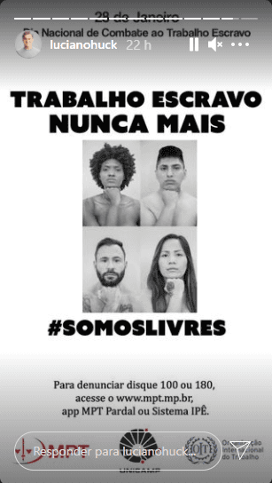 Luciano Huck falou sobre trabalho escravo e fez denúncia em suas redes sociais