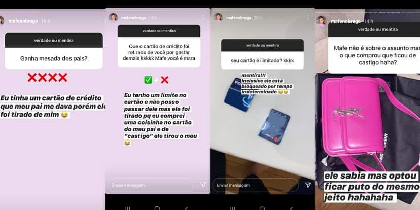 Mafe Nóbrega brincou de "verdade x mentira" com os seguidores (Foto: Reprodução/Instagram) Mafe Nóbrega brincou de "verdade x mentira" com os seguidores (Foto: Reprodução/Instagram)