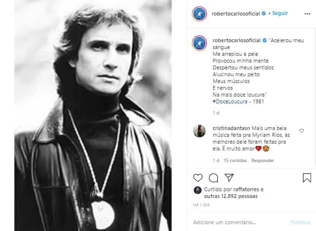 Roberto Carlos foi casado com Myrian Rios por 11 anos (Foto: Reprodução/Instagram) Roberto Carlos foi casado com Myrian Rios por 11 anos (Foto: Reprodução/Instagram)
