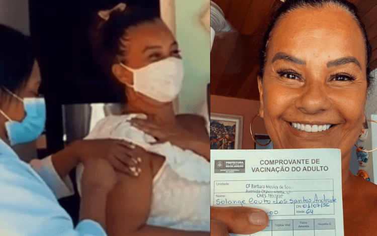 Solange Couto compartilhou momento em que foi vacinada (Foto: Reprodução/Instagram) Solange Couto compartilhou momento em que foi vacinada (Foto: Reprodução/Instagram)